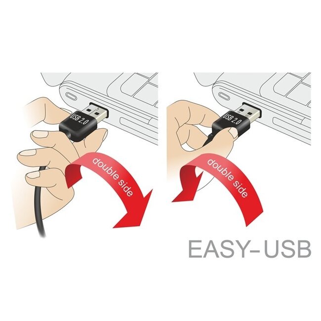 Easy USB-A Winkel-Verlängerungskabel (links/rechts) - USB 2.0 - bis 2A / Schwarz - 0,5 m