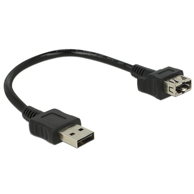 Easy-USB zu Easy-USB formbares Verlängerungskabel - USB2.0 - bis 0,5A / schwarz - 0,20 m