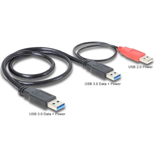 USB 3.0 Y-Kabel - USB zu USB - 3A - Schwarz - 0,60 m
