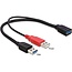 USB 3.0 Y-Adapter Kabel - USB zu USB - 2A - Schwarz - 0,30 m