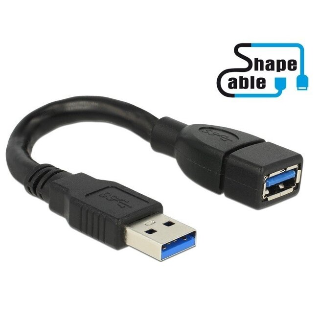 USB 3.0 biegsames USB-Verlängerungskabel - 0,15 m - bis 2A - schwarz