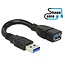 USB 3.0 biegsames USB-Verlängerungskabel - 0,15 m - bis 2A - schwarz