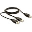 USB-auf-USB-B Y-Kabel - USB 2.0 - bis 0,5A / Schwarz - 1 Meter