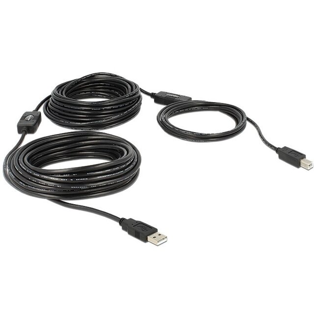 DeLOCK Aktives USB-zu-USB-B Kabel - USB 2.0 - bis 0,5A - 20 Meter