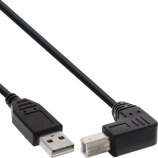 InLine USB-A auf USB-B Winkelkabel (unten) - USB 2.0 - bis 1A / schwarz - 0,30 m