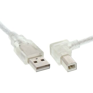 InLine USB-auf-USB-B Winkelkabel - USB 2.0 - bis 2A / transparent - 1 Meter
