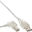 USB-auf-USB-B Winkelkabel - USB 2.0 - bis 2A / transparent - 0,30 m