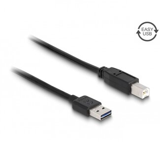 DeLOCK Easy USB-A auf USB-B Kabel - USB 2.0 - bis 2A - Schwarz - 5 Meter
