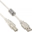 USB-auf-USB-B Kabel - USB 2.0 - bis 1A / transparent - 5 Meter