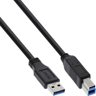 InLine USB-A auf USB-B Kabel - USB 3.0 - bis 2A / Schwarz - 0,30 m