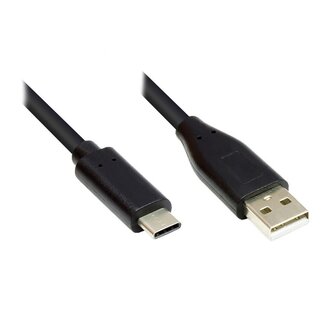 Good Connections USB-C auf USB-A Kabel - USB 2.0 - bis 2A / Schwarz - 1,8 Meter