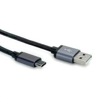 Roline Premium USB-C auf USB-A Schnellladekabel - USB 2.0 - bis 3A / Schwarz - 0,80 m