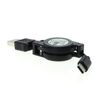 OTB USB-C auf USB-A ausziehbares Kabel - USB 2.0 - bis 1A / Schwarz - 0,70 m