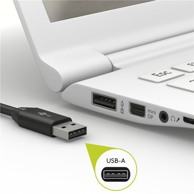 USB-C auf USB-A Kabel | kompakt | USB 2.0 | 15W | weiß | 2 Meter