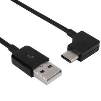 Coretek USB-C Winkelstecker auf USB-A Kabel - USB 2.0 - bis 1A / Schwarz - 1 Meter