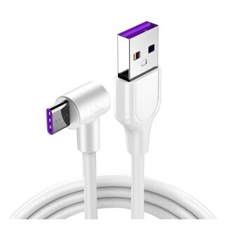 Dolphix USB-C Winkel auf USB-A Schnellladekabel - USB2.0 - bis 3A / Weiß - 1 Meter