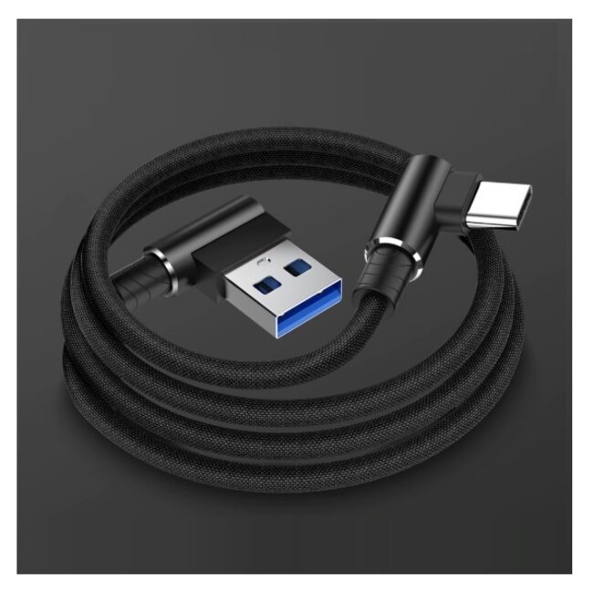 Premium USB-C Winkel-Stecker zu USB-A Winkel-Stecker Schnellladekabel - USB 2.0 - bis 3A / Schwarz - 2 Meter