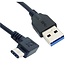 USB-C Winkelkabel (links/rechts) zu USB-A - USB 3.0 - 0,9A - Schwarz - 2 Meter