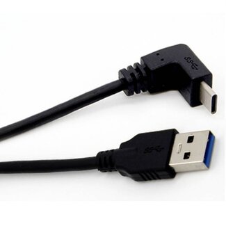 Dolphix USB-C Winkelstecker (oben/unten) auf USB-A Kabel - USB 3.0 - bis 0,9A / Schwarz - 1 Meter