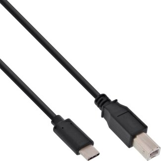 InLine USB-C auf USB-B Kabel - USB 2.0 - bis 3A / Schwarz - 0,50 m