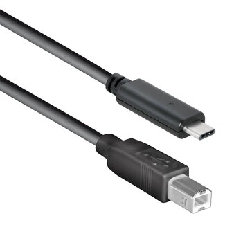 MaxTrack USB-C auf USB-B Kabel - USB 2.0 - bis 2A - Schwarz - 1 Meter