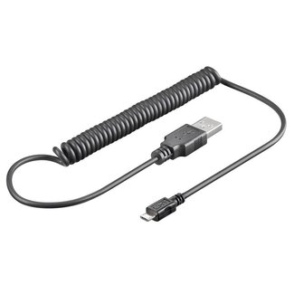 Goobay USB Micro B auf USB-A Spiralkabel - USB 2.0 - bis 1A / schwarz - 1 Meter