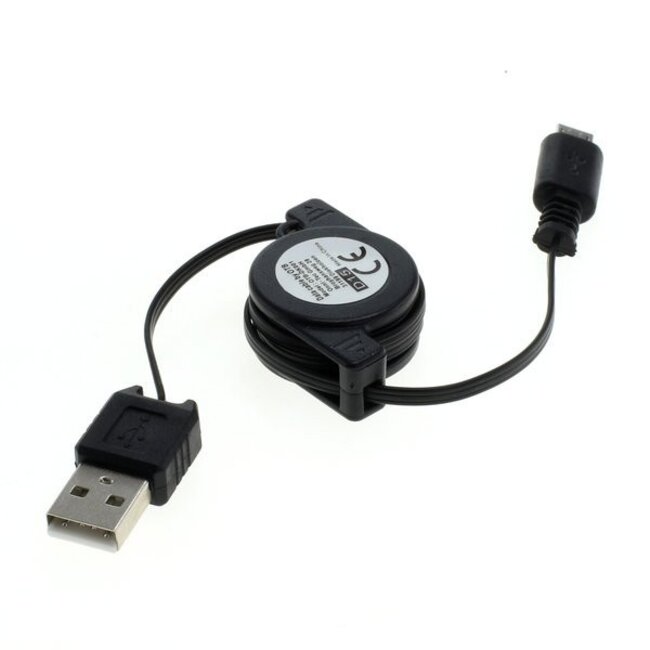 USB Micro B auf USB-A ausziehbares Kabel - USB 2.0 - bis 1A / schwarz - 0,80 m