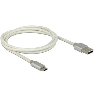 DeLOCK Premium USB Micro B auf USB-A Schnellladekabel - USB 2.0 - bis 3A / Weiß - 1 Meter