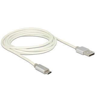 DeLOCK Premium USB Micro B auf USB-A Schnellladekabel - USB 2.0 - bis 3A / Weiß - 2 Meter