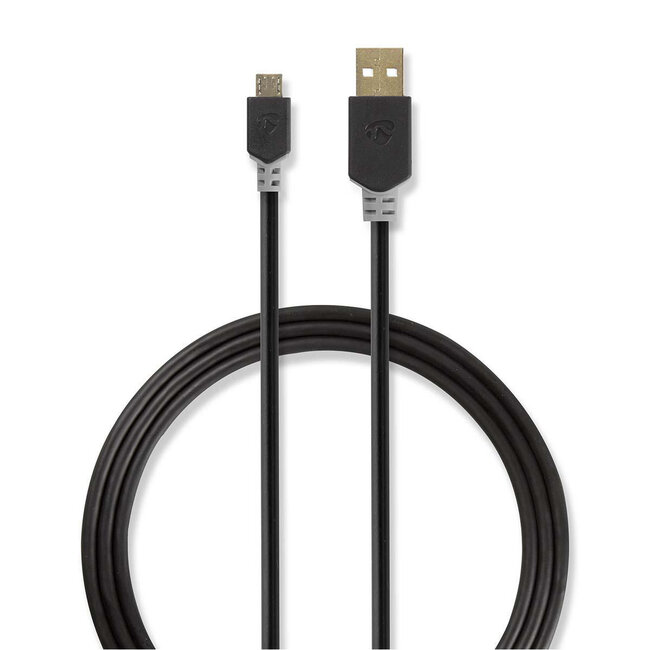 Nedis USB Micro-B auf USB-A Kabel - USB 2.0 - 2A - Schwarz - 2 Meter