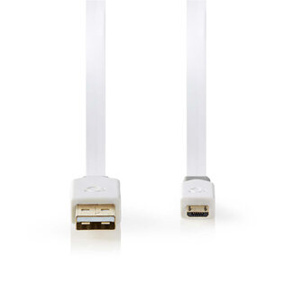 Nedis Nedis USB Micro B zu USB-A Flachkabel - USB 2.0 - bis 3A / Weiß - 1 Meter