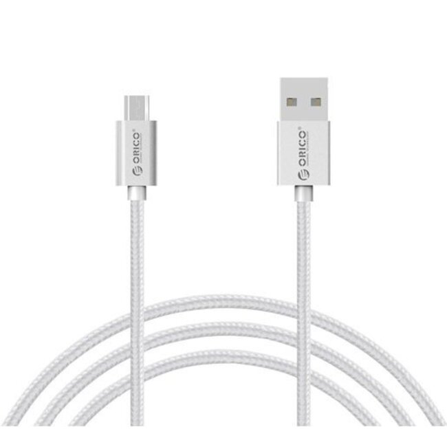 Orico USB Micro-B auf USB-A Kabel - USB 2.0 - bis 2A / Silber - 1 Meter