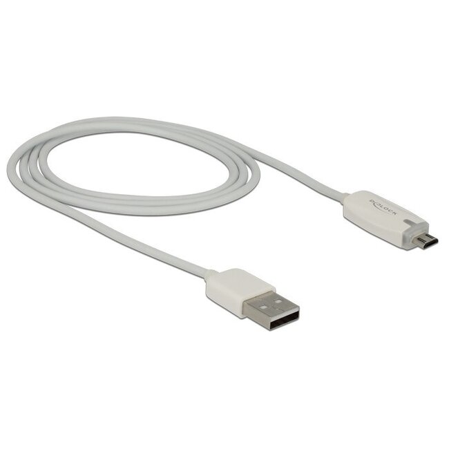 USB Micro-B zu USB-A Kabel mit Ladeanzeige - USB 2.0 - bis 1A / Weiß - 1 Meter