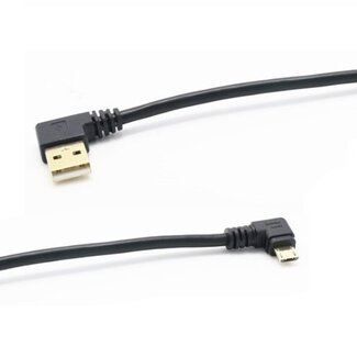 Dolphix USB Micro B Winkel zu USB-A Winkel Kabel - USB 2.0 - bis 2A / Schwarz - 0,50 m