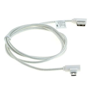 OTB USB Micro B Winkel zu USB-A Winkel Kabel - USB 2.0 - bis 1A / Weiß - 1 Meter