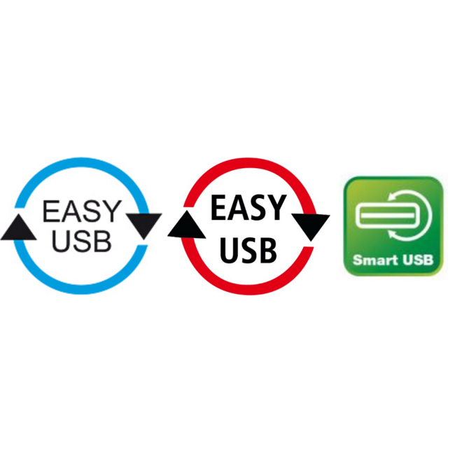 Micro USB auf Easy-USB-A Winkelkabel (oben/unten) - USB 2.0 - bis 2A - Schwarz - 1 Meter