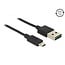 Easy-Micro USB auf Easy-USB-A Kabel - USB2.0 - bis 2A / Schwarz - 1 Meter