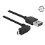 Easy-Micro USB Winkelkabel (oben/unten) zu Easy-USB-A - USB 2.0 - bis 2A / schwarz - 1 Meter