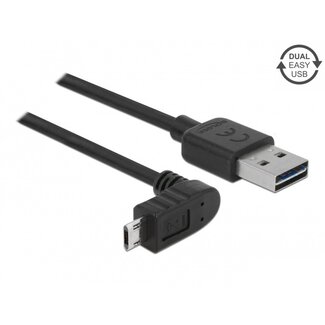 DeLOCK Easy-Micro USB Winkelkabel (oben/unten) zu Easy-USB-A - USB 2.0 - bis 2A / schwarz - 2 Meter