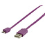 USB Micro B auf USB-A Flachkabel - USB 2.0 - bis 1A / Lila - 1 Meter