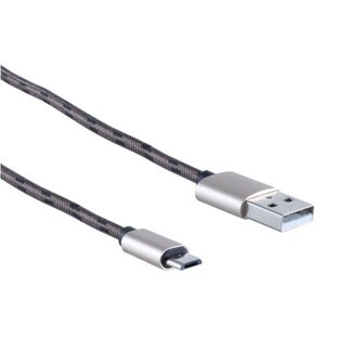S-Impuls USB Micro B auf USB-A Kabel - USB 2.0 - bis 2A / braunes Nylon - 2 Meter