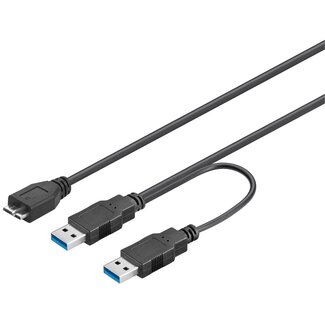 Goobay USB Micro B auf 2x USB-A Y-Kabel - USB 3.0 - bis 0,9A / schwarz - 0,20 m