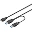USB Micro B auf 2x USB-A Y-Kabel - USB 3.0 - bis 0,9A / schwarz - 0,20 m