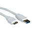 USB Micro-auf USB-A Kabel - USB 3.0 - bis 2A / Weiß - 0,15 m