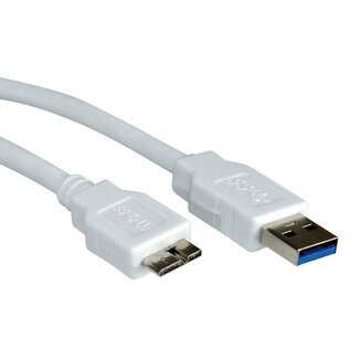 Value USB Micro-zu USB-A Kabel - USB 3.0 - bis 2A / Weiß - 0,80 Meter