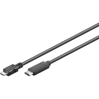 Good Connections USB Micro B auf USB-C Kabel - USB 2.0 - bis 1A - Schwarz - 3 Meter