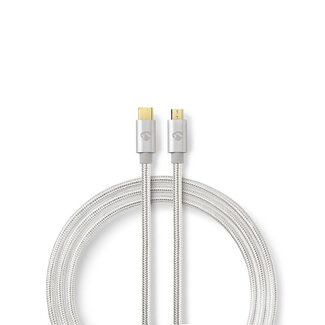 Nedis Nedis Premium USB Micro B auf USB-C Kabel - USB 2.0 - bis 2A / Aluminium - 2 Meter