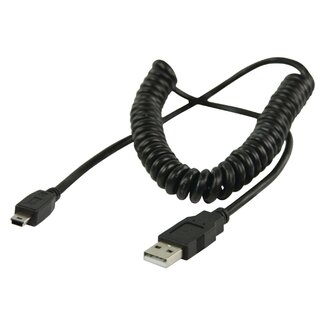 DeLOCK USB Mini B auf USB-A Spiralkabel - USB 2.0 - bis 2A / Schwarz - 0,60 m