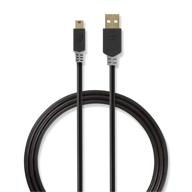 Nedis USB Mini B auf USB-A Kabel - USB 2.0 - 2A - Schwarz - 2 Meter