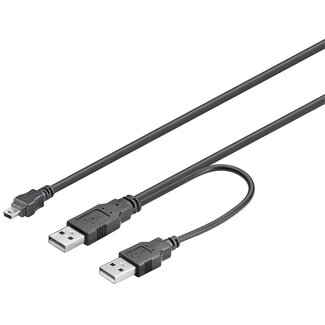 S-Impuls USB Mini B auf 2x USB-A Y-Kabel - USB 2.0 - bis 1A / Schwarz - 1 Meter